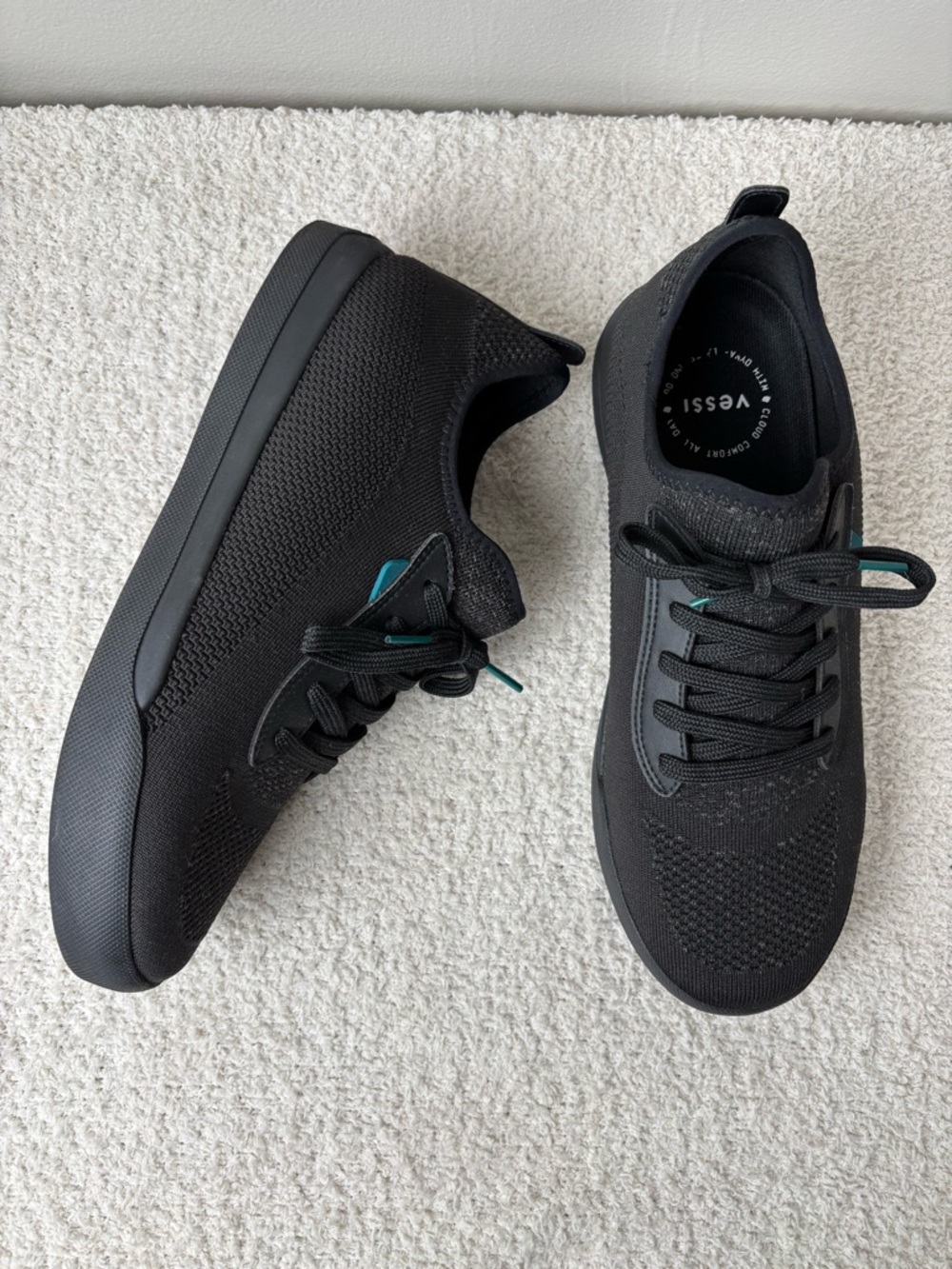 Vessi Shoes Mens 11 Black Weekend Sneaker Waterproof Asphalt Black Lace Up